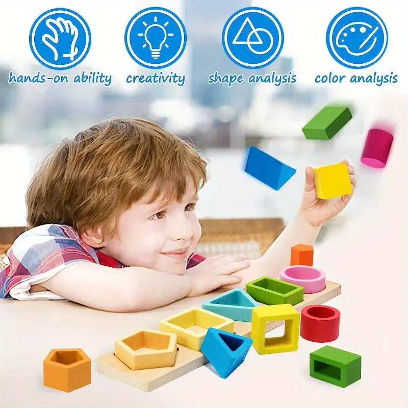 16 PC Montessori Geometric Wood Puzzle