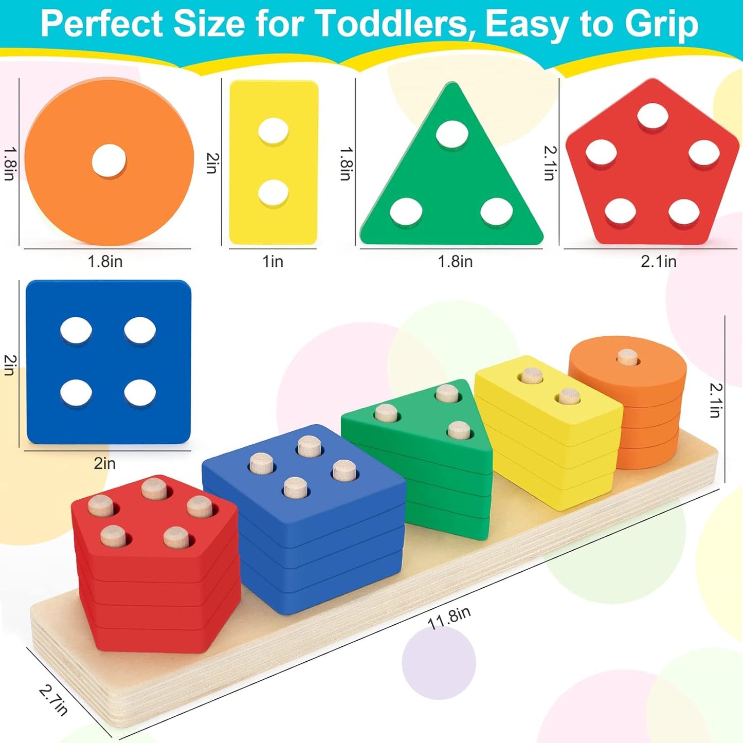 21 PC Montessori Wood Puzzle Geometric Shapes