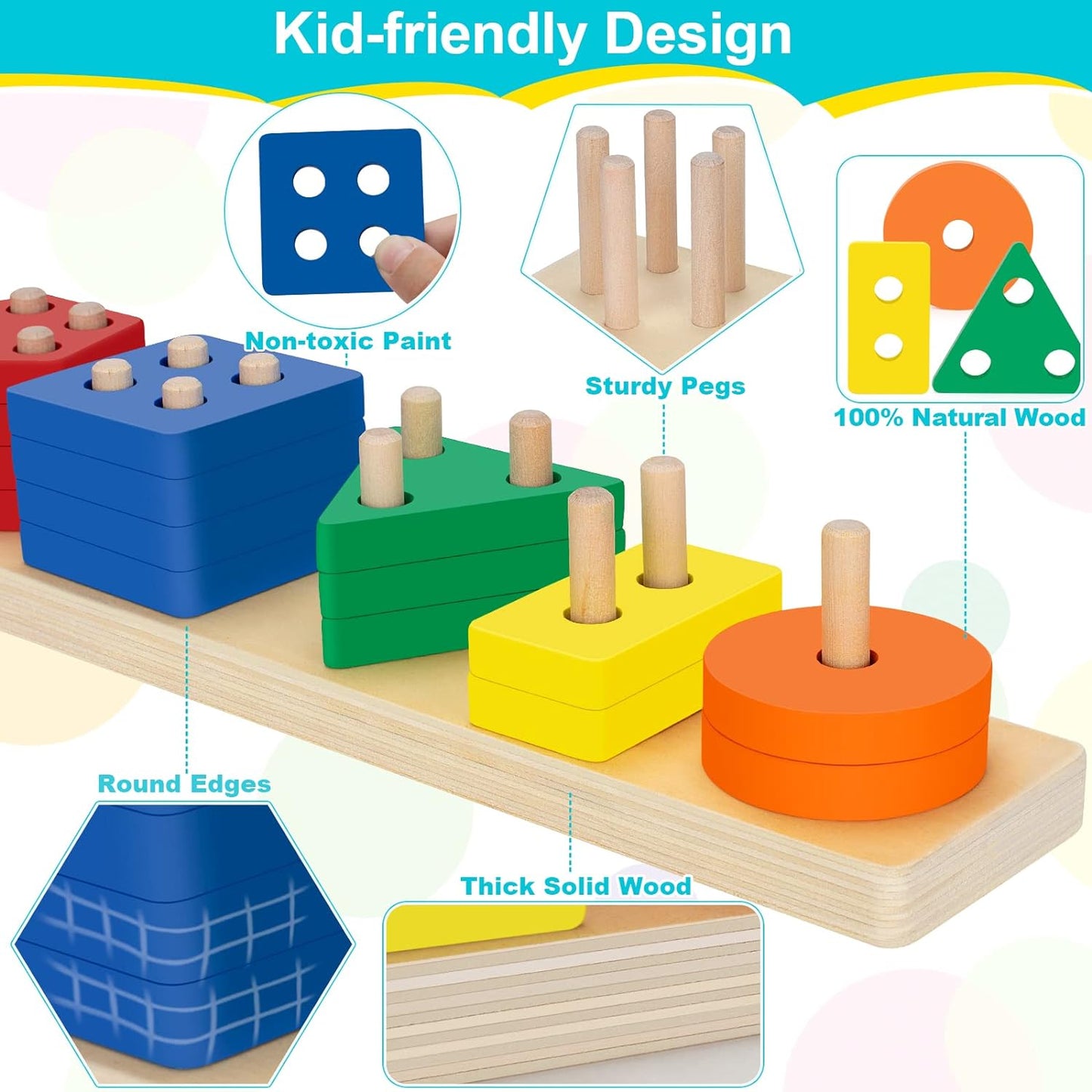 21 PC Montessori Wood Puzzle Geometric Shapes