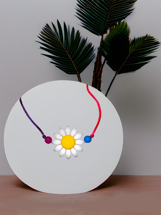 Flower Multicolor Thread Breakaway Chew Necklace